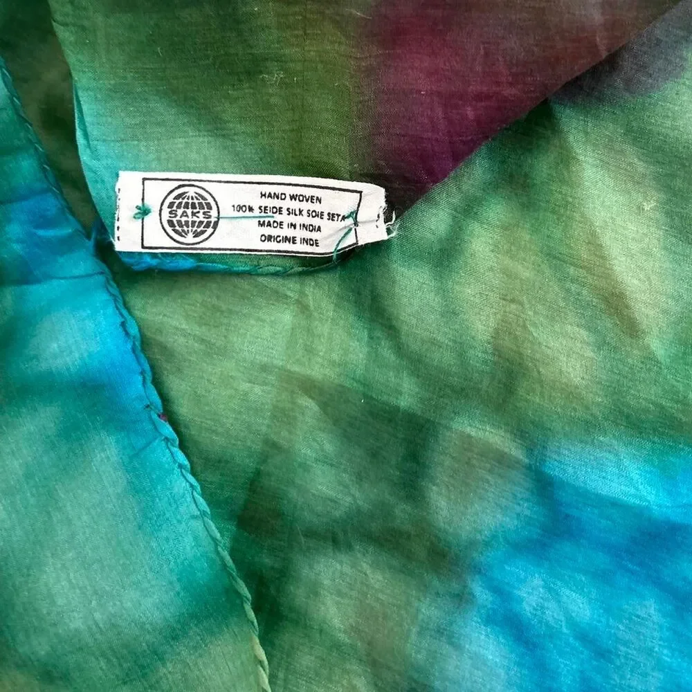 Vintage Handmade tie-dye silk scarf